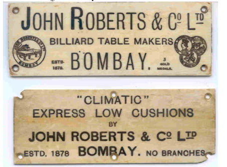 John Roberts billiard cushion plates