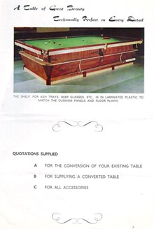 Olympic Snooker table by Raper & Sons